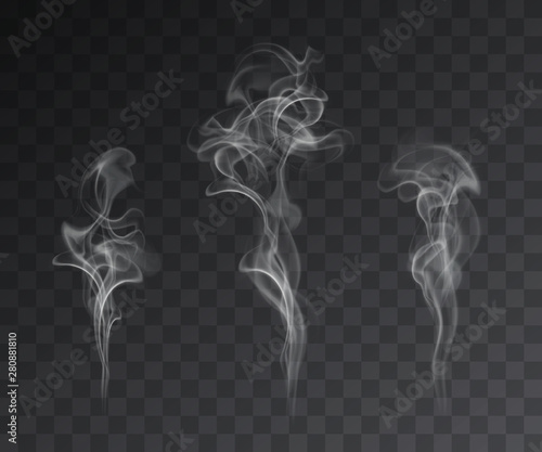 Vector set of realistic smoke effects on dark background photo