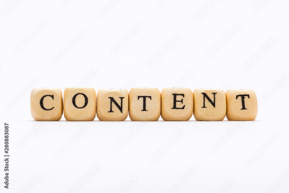 Word content on wooden blocks on white background Word content on wooden blocks on white background
