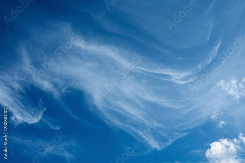 White fluffy clouds in the blue sky background.