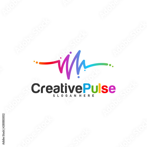 Colorful Pulse logo Concepts Vector. Pulse People Logo Design Template Vector. Sound waves vector illustration design template. unique pulse or wave logo design