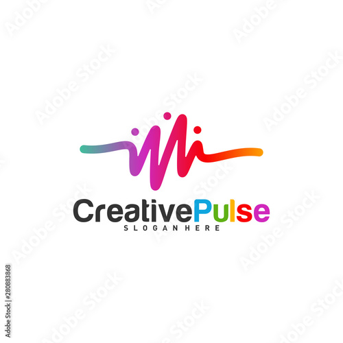 Colorful Pulse logo Concepts Vector. Pulse People Logo Design Template Vector. Sound waves vector illustration design template. unique pulse or wave logo design