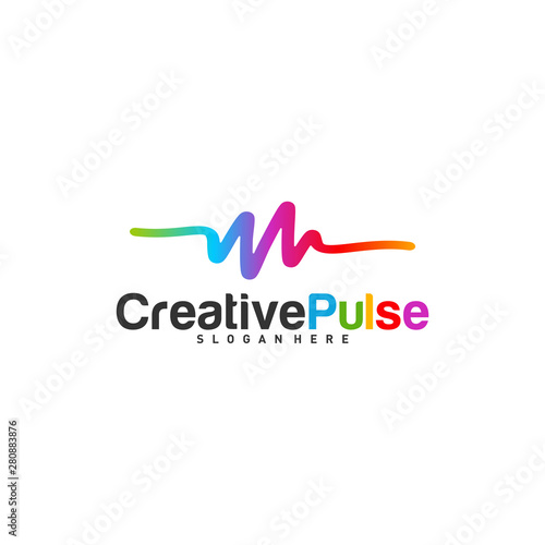 Colorful Pulse logo Concepts Vector. Pulse People Logo Design Template Vector. Sound waves vector illustration design template. unique pulse or wave logo design