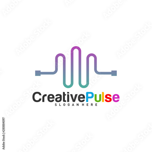 Colorful Pulse logo Concepts Vector. Pulse People Logo Design Template Vector. Sound waves vector illustration design template. unique pulse or wave logo design