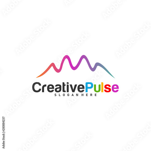 Colorful Pulse logo Concepts Vector. Pulse People Logo Design Template Vector. Sound waves vector illustration design template. unique pulse or wave logo design