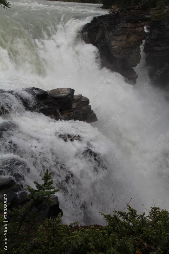 Rush Of The Athabasca Falls, Jasper National Park, Alberta