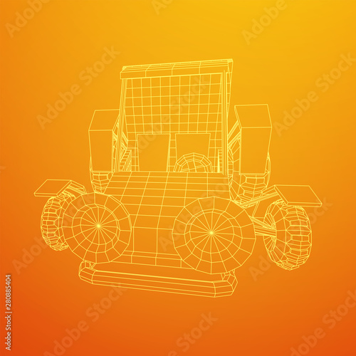 Off road dune buggy car. Terrain vehicle. Outdoor car racing, extreme sport oncept. Wireframe low poly mesh vector illustration