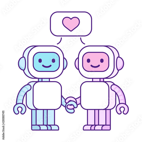 Cute robots in love