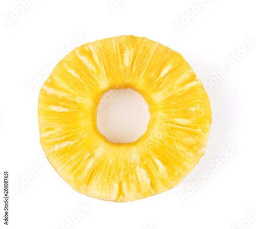 pineapple with slices isolated on white background. top view