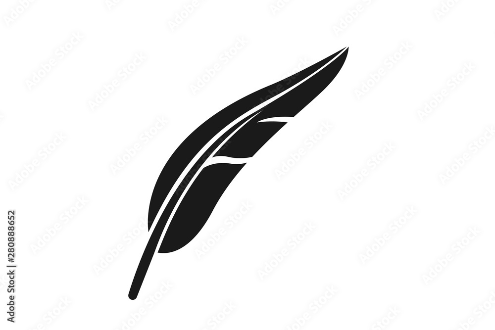 Feather pen black icon vector on white background Feather pen black icon vector on white background