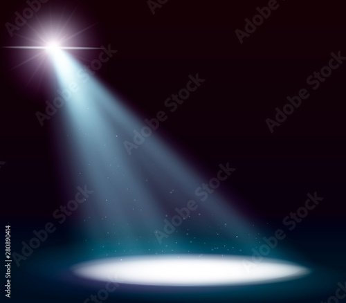 Scene illumination, transparent effects on a plaid dark background. Bright lighting with spotlights.