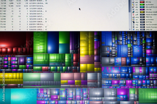 Display detail computer disk map used on harddisk dirve photo