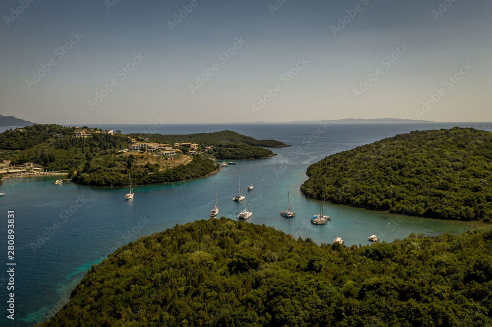 Aerial shoot of Syvota coast, Greece