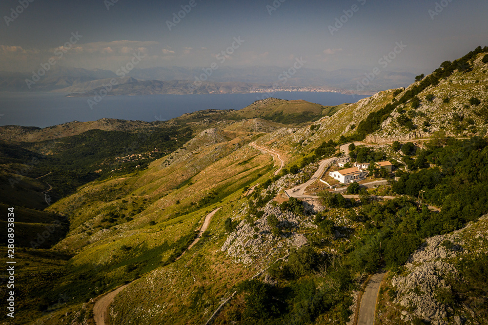 Fototapeta premium Aerial View from Pantokrator hill, Greece