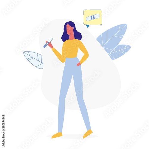 Lady Holding Pregnancy Test Vector Illustration