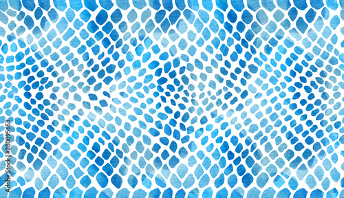 фотографія Texture of snakeskin blue on a white background in watercolor