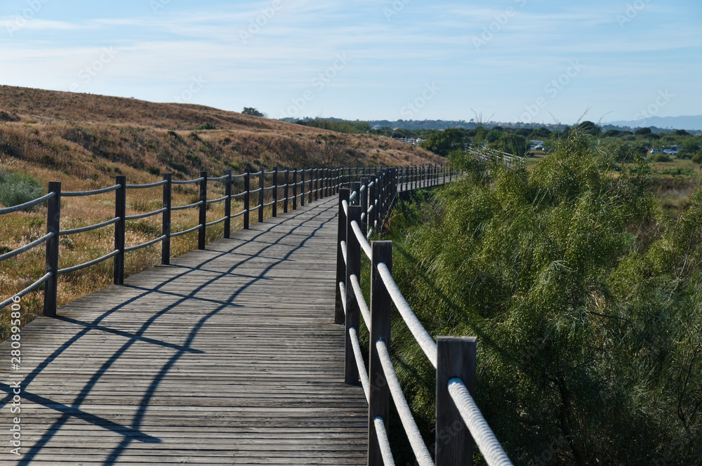 Lagoa dos Salgados in Albufeira, Portugal. Natural reserve and tourist attraction for birdwatching