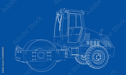 Construction machine. Asphalt compactor vector