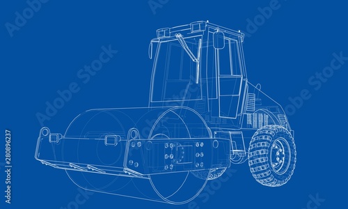 Construction machine. Asphalt compactor vector