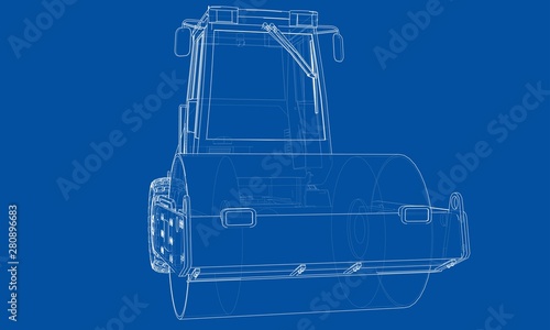 Construction machine. Asphalt compactor vector