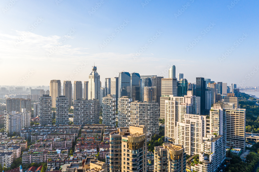 Naklejka premium panoramic city skyline in hangzhou china