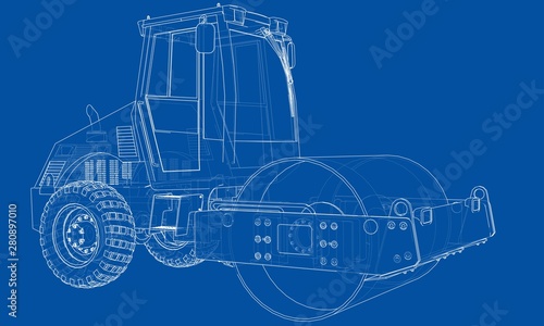 Construction machine. Asphalt compactor vector