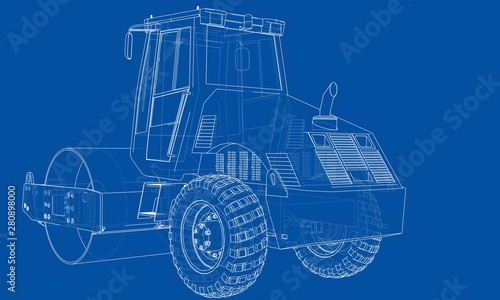 Construction machine. Asphalt compactor vector