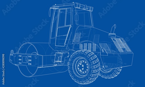 Construction machine. Asphalt compactor vector