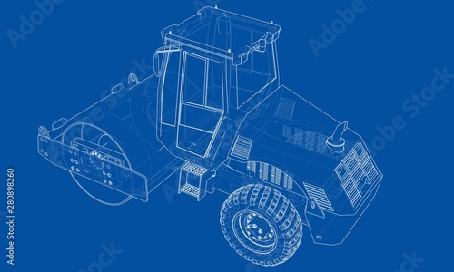 Construction machine. Asphalt compactor vector