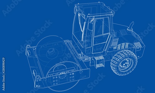 Construction machine. Asphalt compactor vector