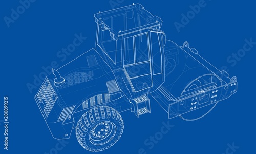 Construction machine. Asphalt compactor vector