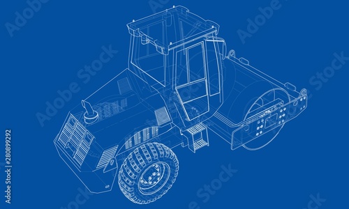 Construction machine. Asphalt compactor vector