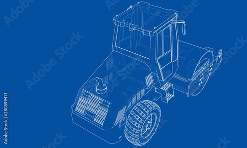 Construction machine. Asphalt compactor vector