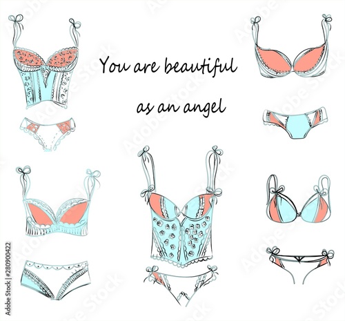 Women fashion logo design template. Lingerie emblem.