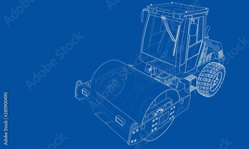 Construction machine. Asphalt compactor vector