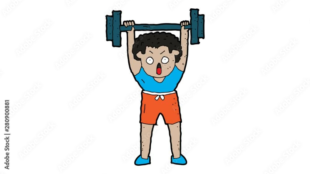 kids drawing white screen with theme of athlete lifting weights kids drawing white screen with theme of athlete lifting weights