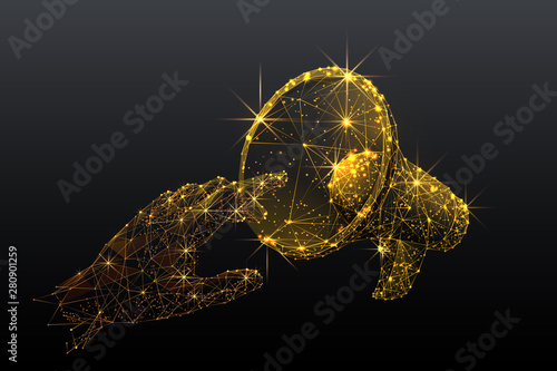 Gold Market analyzing low poly wireframe illustration