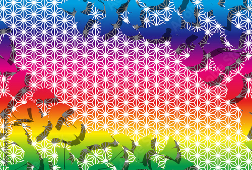 #Background #wallpaper #Vector #Illustration #design #free #free_size #charge_free #colorful #color rainbow,show business,entertainment,party,image  和風背景壁紙,日本の伝統模様,麻葉紋様,銀杏の葉,紅葉,秋,落ち葉,イチョウ,無料素材,フリーサイズ