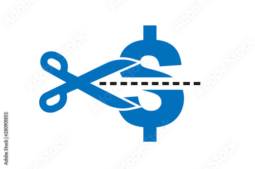 Tax reduce or cost cutting icons vector ( blue version )