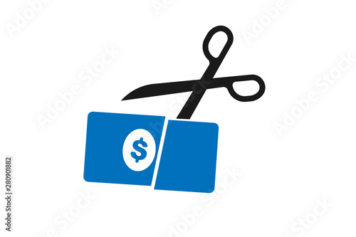 Tax reduce or cost cutting icons vector ( blue version )
