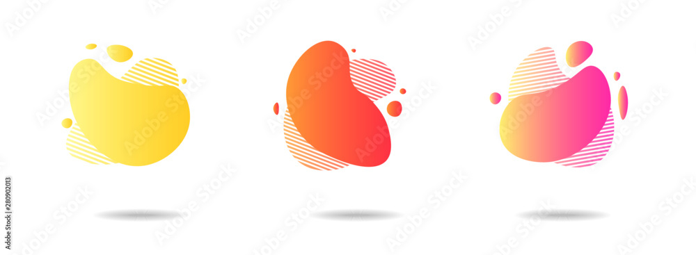 Set of abstract gradient modern graphic elements. Banners with flowing liquid shapes. Logo, flyer, presentation, invitation, card template. Vector illustration. Set of abstract gradient modern graphic elements. Banners with flowing liquid shapes. Logo, flyer, presentation, invitation, card template. Vector illustration.