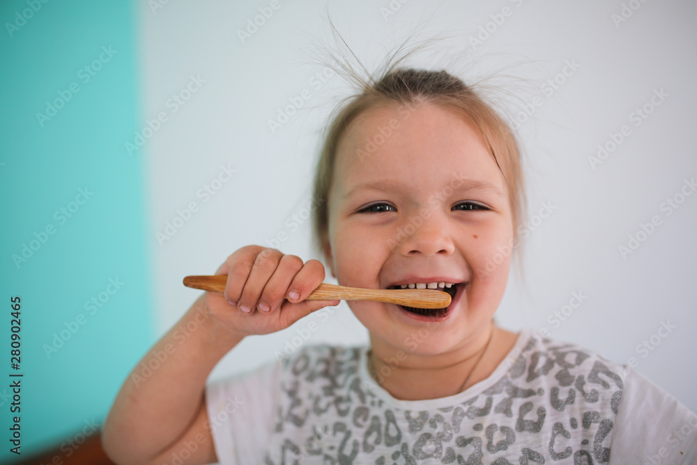 Cute little girl brushing his teeth. Oral hygiene. Cute little girl brushing his teeth. Oral hygiene.
