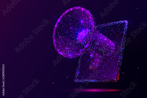 Purple digital marketing low poly wireframe illustration