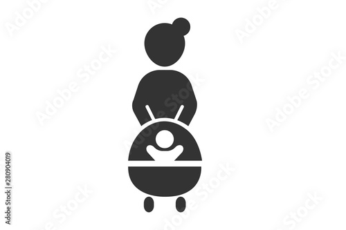 mom with baby stroller icon