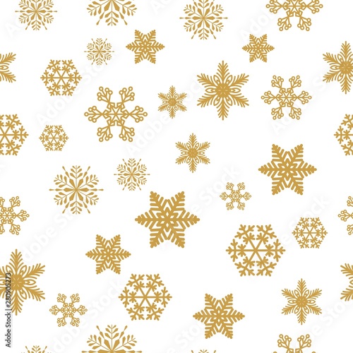 Merry Christmas Gold elements on white background. Seamless graphic pattern made with elements of zentangl and doodle. Wrapping paper illustration