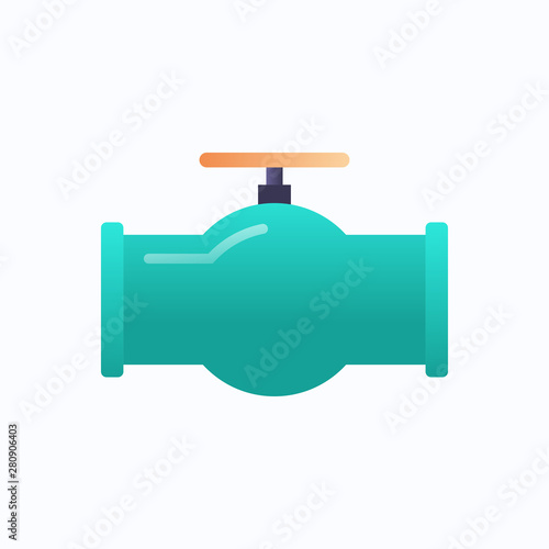 pipe with valve icon gas or oil industry concept flat white background