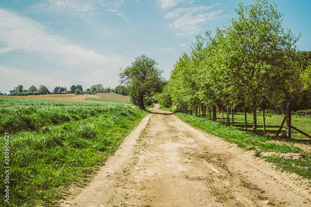 Rural landscape in the Vlaamse Ardennen in Belgium in spring