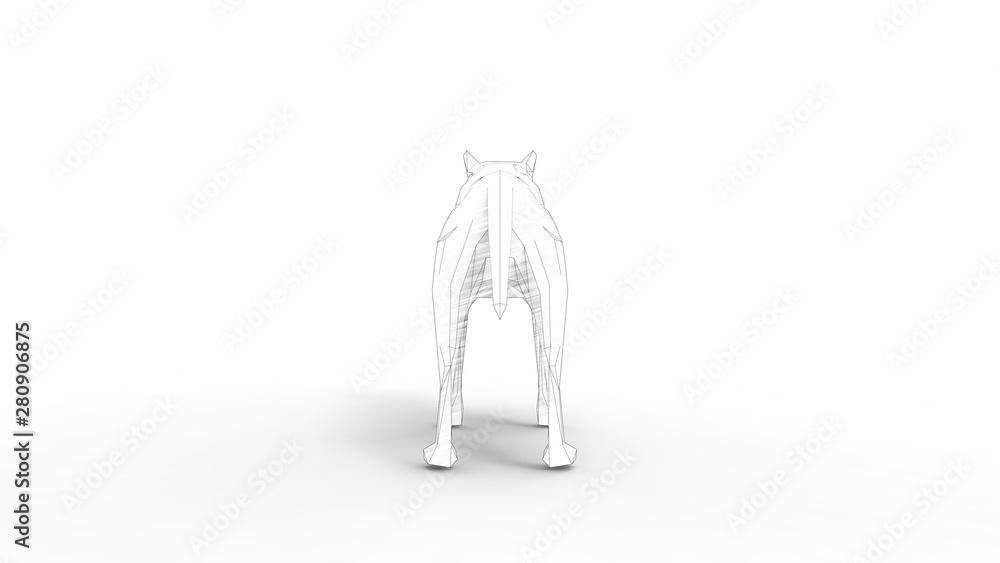 3d rendering of a wolf polygon isolated in white studio background 3d rendering of a wolf polygon isolated in white studio background