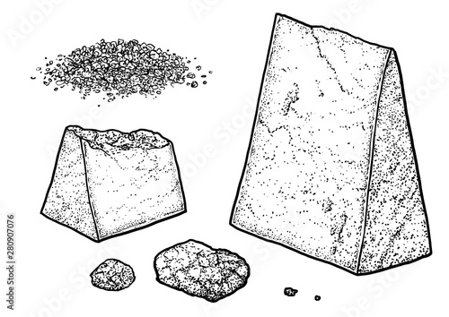 Parmesan illustration, drawing, engraving, ink, line art, vector