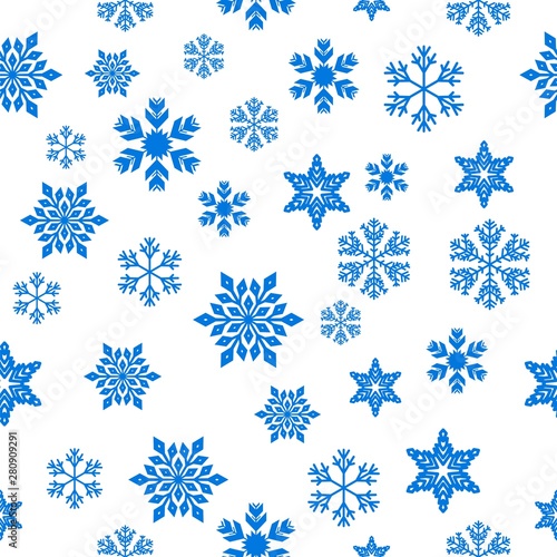 Merry Christmas Blue elements on white background. Seamless graphic pattern made with elements of zentangl and doodle. Wrapping paper illustration