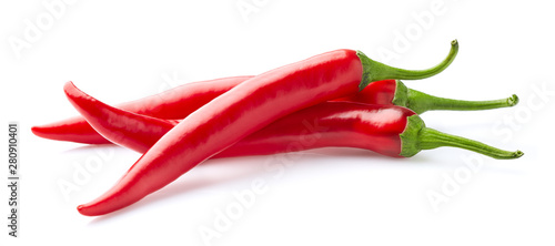 Red hot peppers on white